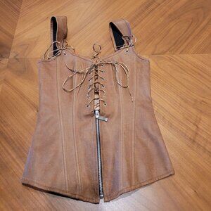 Brown Half-Zippered Corset - Halloween/Renn Faire Costume/Cosplay